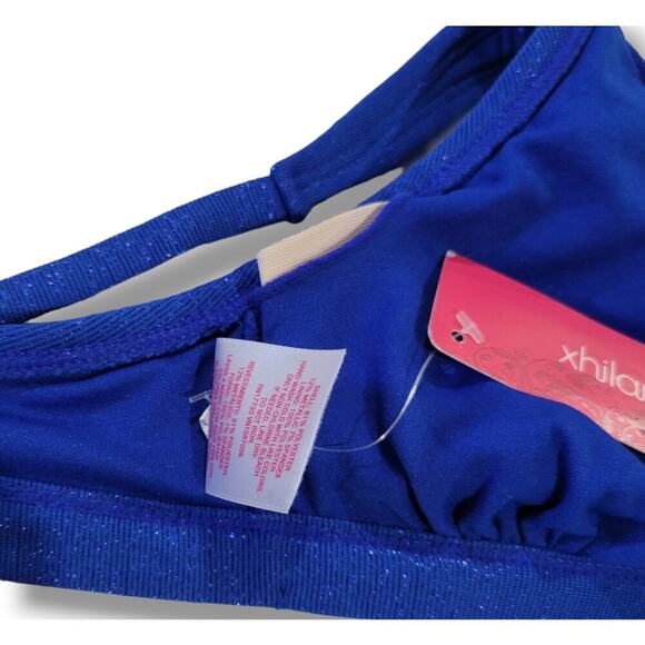 Xhilaration Juniors’ Blue Metallic Bralette Bikini Top – XS, Spandex Blend, New - Picture 7 of 8